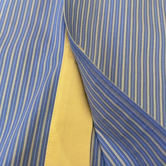 NWOT Paul Fredrick Non-iron Cotton Windowpane Dress Shirt With Contrast Trim - Picture 5 of 9